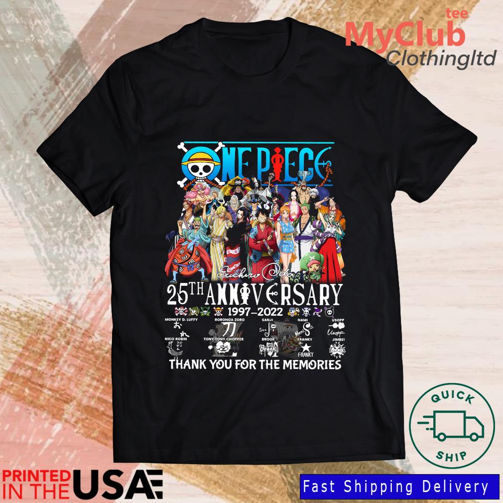 One Piece 25th Anniversary 1997 22 Thank You For The Memories Signatures Shirt Sweater Hoodie And Long Sleeved Ladies Tank Top