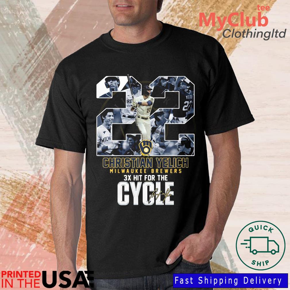 Christian Yelich Milwaukee Brewers 3x Hot For The Cycle Signatures Shirt,  hoodie, sweater, long sleeve and tank top